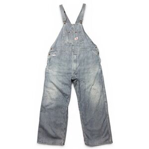Vintage USA Round House Hickory Engineer Striped Overalls 42x26.5 Cotton Zip Fly